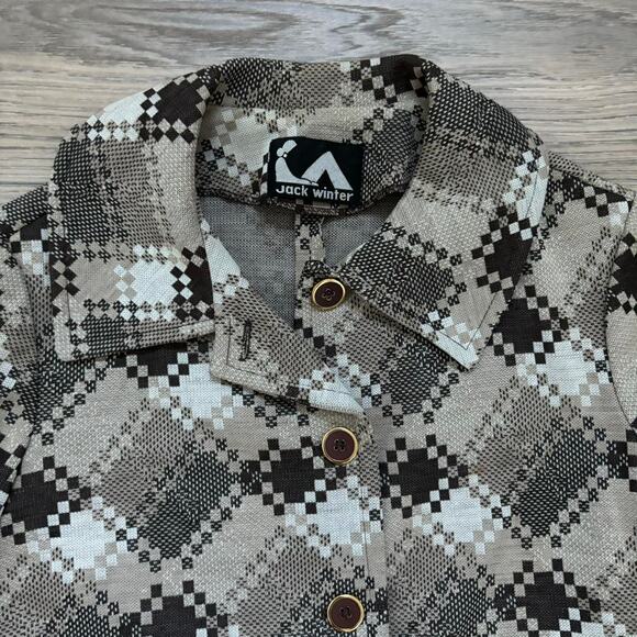 Chocolate Brown Plaid Suit  Vintage 1970s Sz Small - Picture 6 of 8